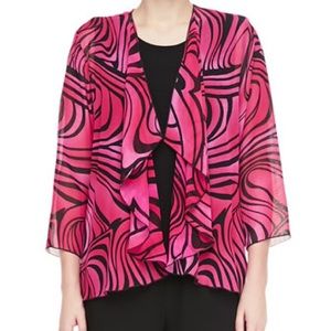 Caroline Rose Groovy Swirl Drape Pink and Black Jacket Pullover